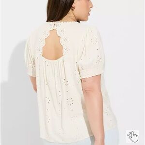 Torrid Abbey Challis Eyelet Back Cutout Keyhole Top 2X pristine color